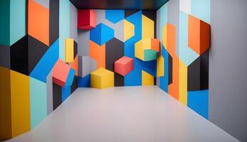 abstract geometric shape photo studio room .