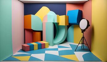 abstract geometric shape photo studio room .