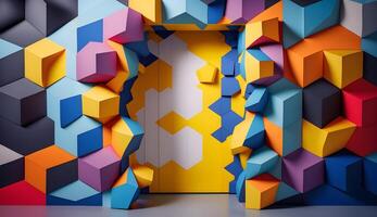 abstract geometric shape photo studio room .