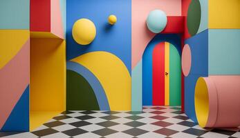 abstract geometric shape photo studio room .