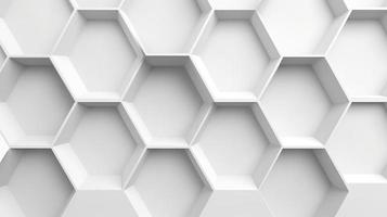 Abstract 3d rendering of white hexagons. Futuristic background photo
