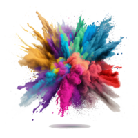 Holi poudre éclaboussure coloré ,coloré poudre explosion effet sur transparent Contexte ,génératif ai png