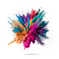 holi pó respingo colorida ,colorida pó explosão efeito em transparente fundo , generativo ai png