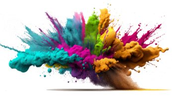 holi powder splash colorful ,colorful powder explosion effect on transparent background , png