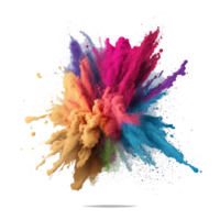 holi powder splash colorful ,colorful powder explosion effect on transparent background , png