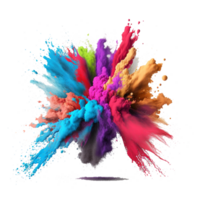 Holi poudre éclaboussure coloré ,coloré poudre explosion effet sur transparent Contexte ,génératif ai png