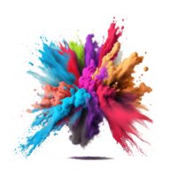 holi powder splash colorful ,colorful powder explosion effect on transparent background , png