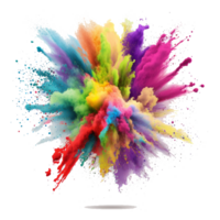 holi powder splash colorful ,colorful powder explosion effect on transparent background , png