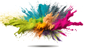 holi Pulver Spritzen bunt ,bunt Pulver Explosion bewirken auf transparent Hintergrund ,generativ ai png