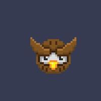 owl head in pixel art style vector