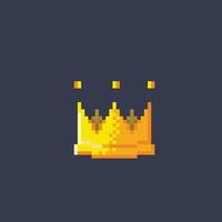 golden crown in pixel art style vector