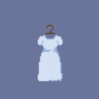 white dress with hanger in pixel art style vector
