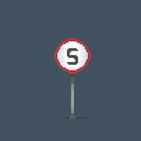 stop sign in pixel art style vector
