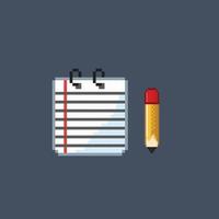 notes and pencil in pixel art style vector