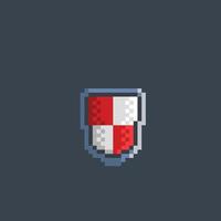 red and white shield in pixel art style vector