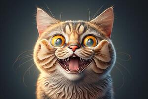 a cartoonish cat with a silly expression on its face. photo