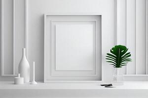 empty white frame in nursery . photo