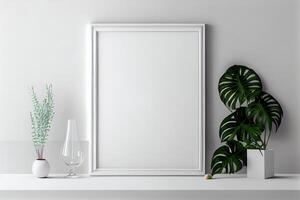 empty white frame in nursery . photo