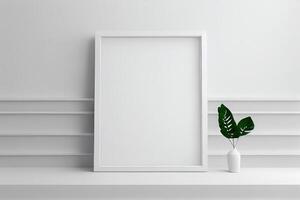 empty white frame in nursery . photo