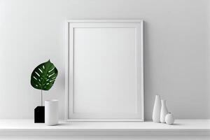 empty white frame in nursery . photo