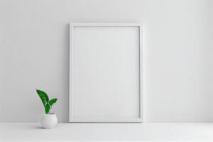 white wall, a framed mockup . photo