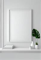 white wall, a framed mockup . photo