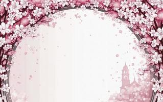 Background illustration of pink cherry blossoms, generate ai photo