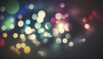 Defocused film texture background with colored lights on dark background. Blurred rainbow color light flare for photo effects, Generate Ai