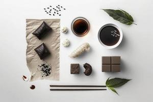 Broken chocolate bar on white background, Generate Ai photo