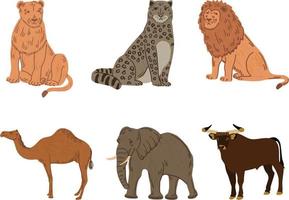 conjunto de salvaje animales en blanco antecedentes. vector ilustración en dibujos animados estilo.