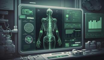 Modern and functioning medical screening technology at laboratory. Postproducted digital illustration. photo