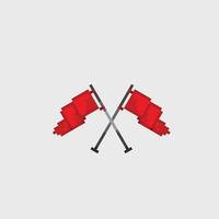 crossed red flag in pixel art style vector