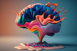 a brain with a vibrant and fluid shape, like a constantly evolving work of art that is never finished and always in motion. photo