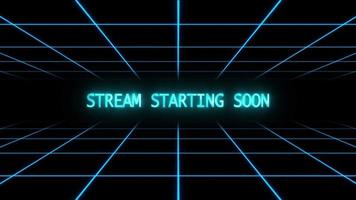 Neon Stream Starting Soon with Grid Moving Background video