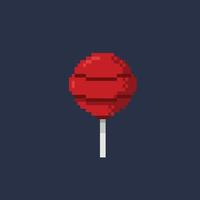 red lollipop in pixel art style vector