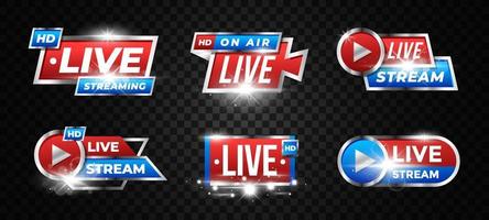 Set of Sparkling Live Streaming Badges vector