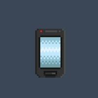 black smartphone with blank screen in pixel art style vector