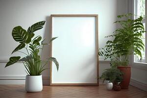 white wall, a framed mockup . photo