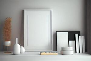 white wall, a framed mockup . photo