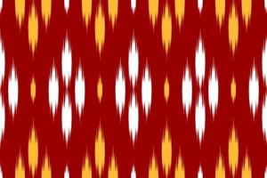 Fabric ikat red pattern art. Ethnic ikat seamless pattern in tribal. American and Mexican style. vector