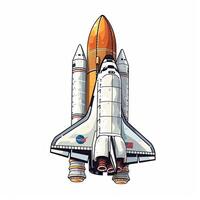 Cartoon rocket space ship take off, isolated vector illustration. spaceship icon logo. . photo