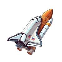 Cartoon rocket space ship take off, isolated vector illustration. spaceship icon logo. . photo