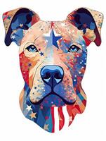 Dog illustration american flag with t-shirt design. Happy 4th Of July USA Independence Day. . photo