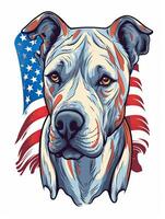 perro ilustración americano bandera con camiseta diseño. contento 4to de julio Estados Unidos independencia día. generativo ai. foto