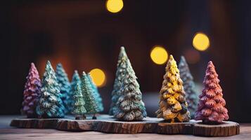 Christmas tree decoration on wooden background. . photo