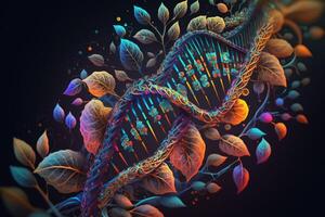 DNA strands with vibrant colors highlight the intricate nature of genetic science. photo