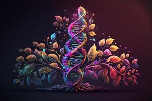 DNA strands with vibrant colors highlight the intricate nature of genetic science. photo