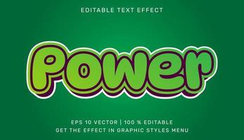 Power 3d editable text effect template vector