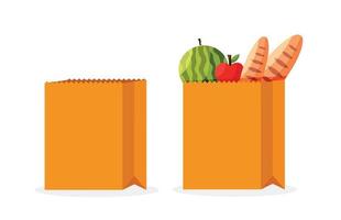 food paper bag isolated vector illustration