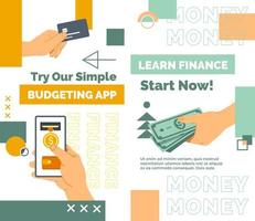 Try our simple budgeting app and learn finance vector